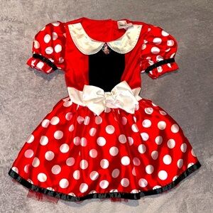 Disney Minnie Mouse Dress - Childs small (4-6)‎ - Red with white polka dots